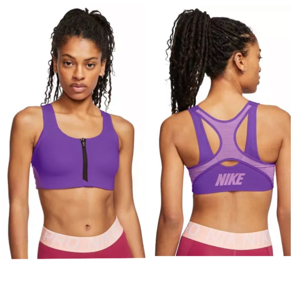 NWT Nike Dri-FIT Shape High-Support Padded Front-Zip Sports Bra Size XS Purple